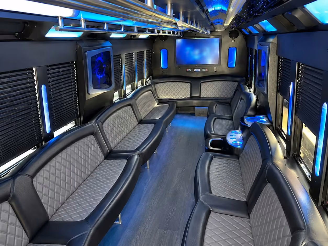15 passenger party bus inside