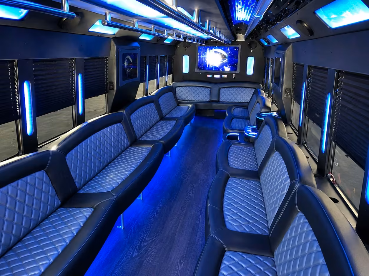 20 passenger party bus inside