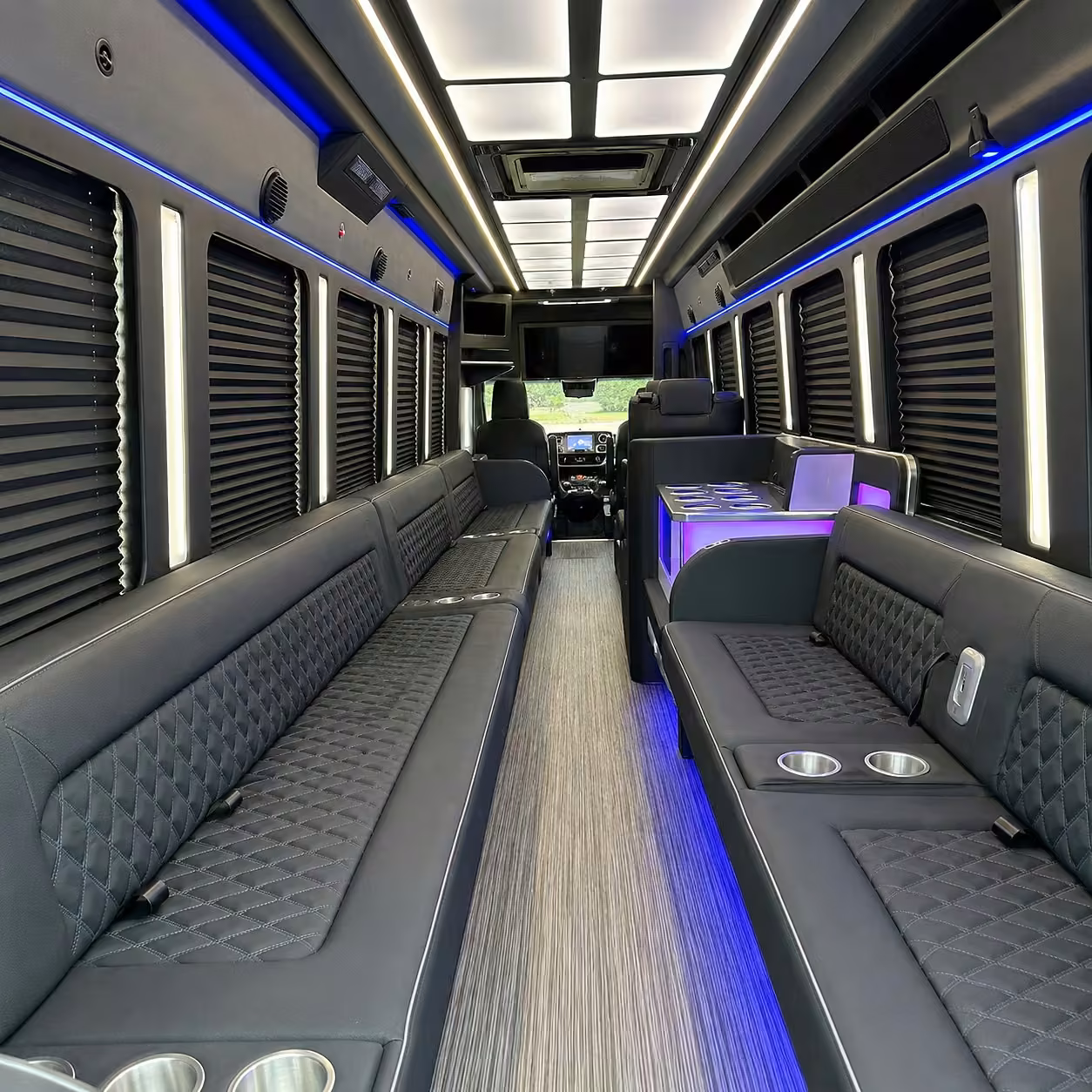 28 passenger party bus inside